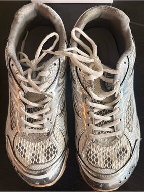 Silver Mesh Athletic Sneakers - Metallic Silver Running Shoes